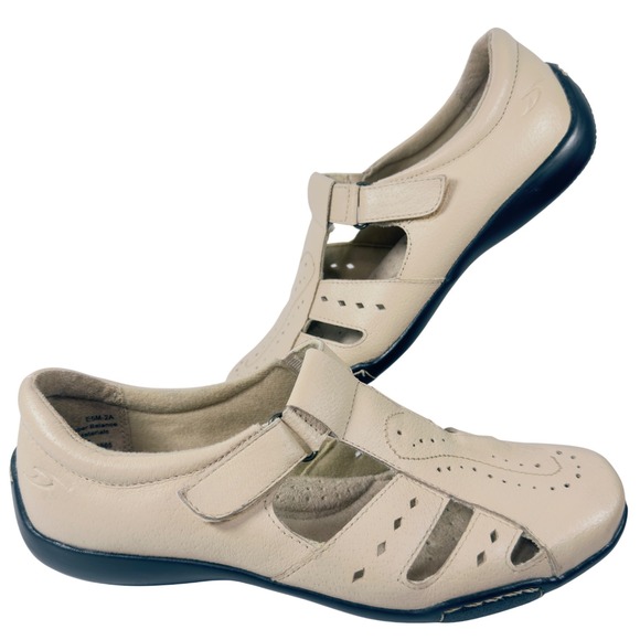 Dr. Scholls Mary Jane Leather Sandals Women's Size 8W Wide Beige Comfort Shoes - Picture 1 of 11